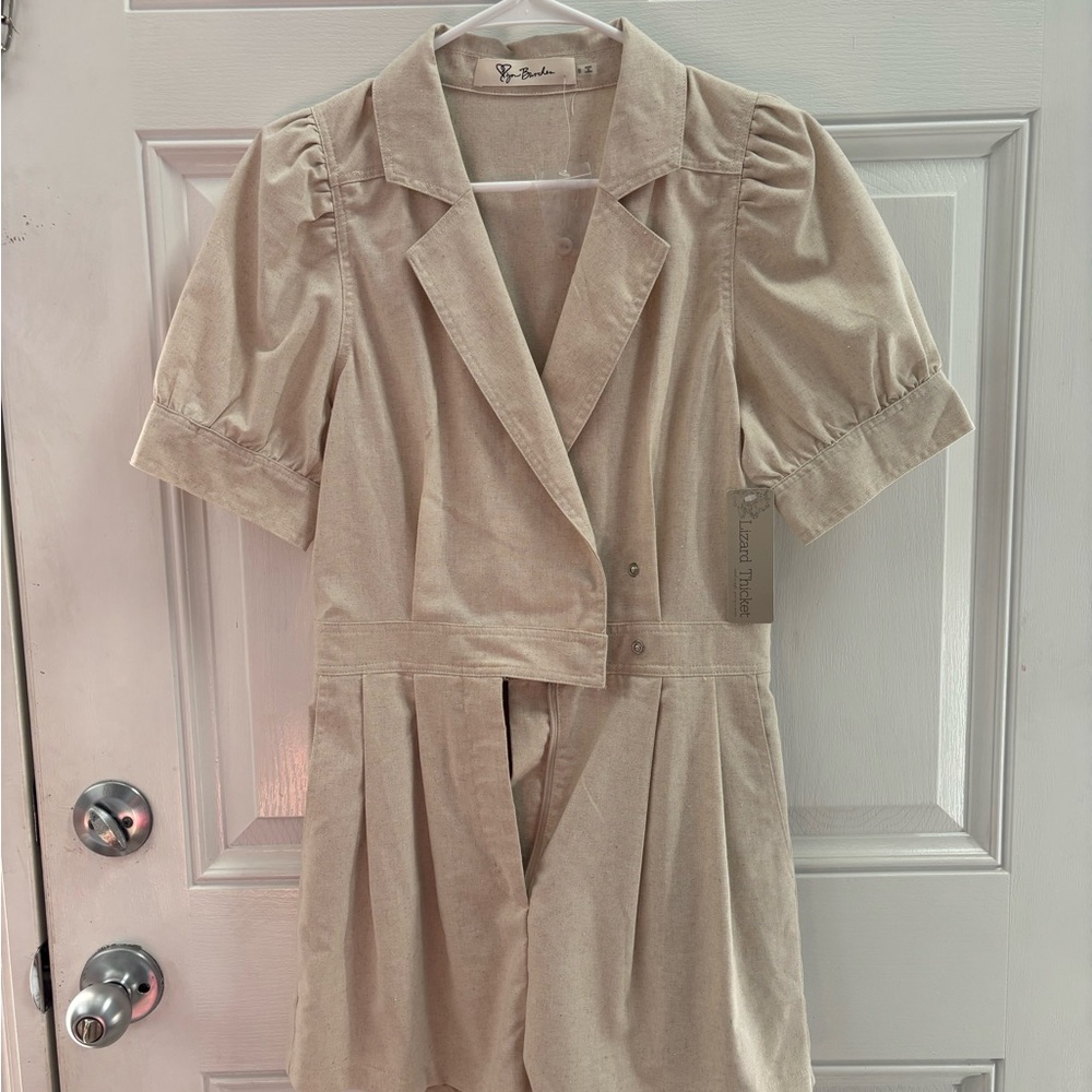 Lizard Thicket Cream Short Sleeve Romper